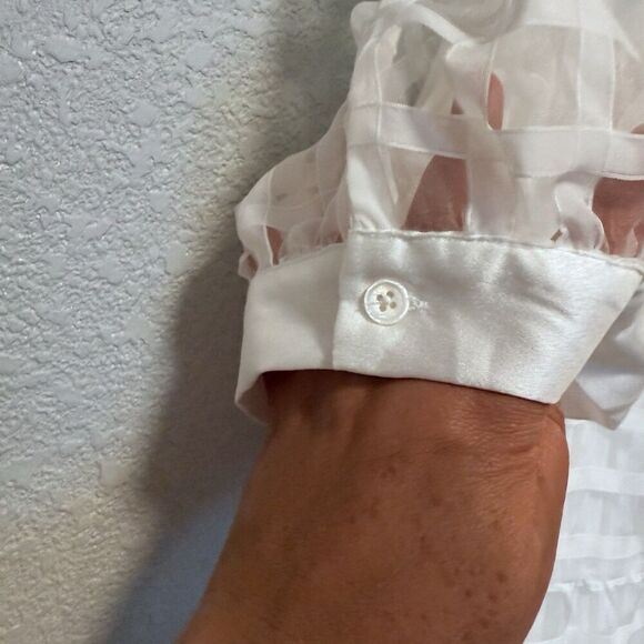 English Factory Gridded Organza Tiered Maxi Dress Plus Size 1X Puff Sleeve New - Picture 7 of 12